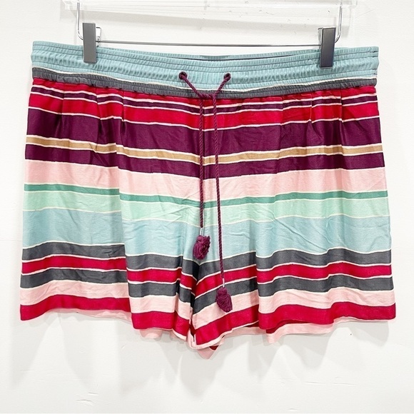 LOFT Pants - Loft Multicolor Stripe Drawstring Tassel Shorts Size Large